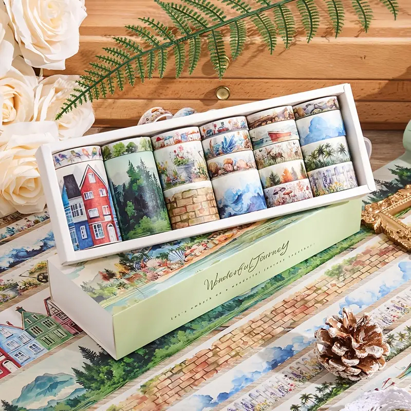 Washi Tape Set Reise Landschaft – 20 Rollen mit Papiermotiven
