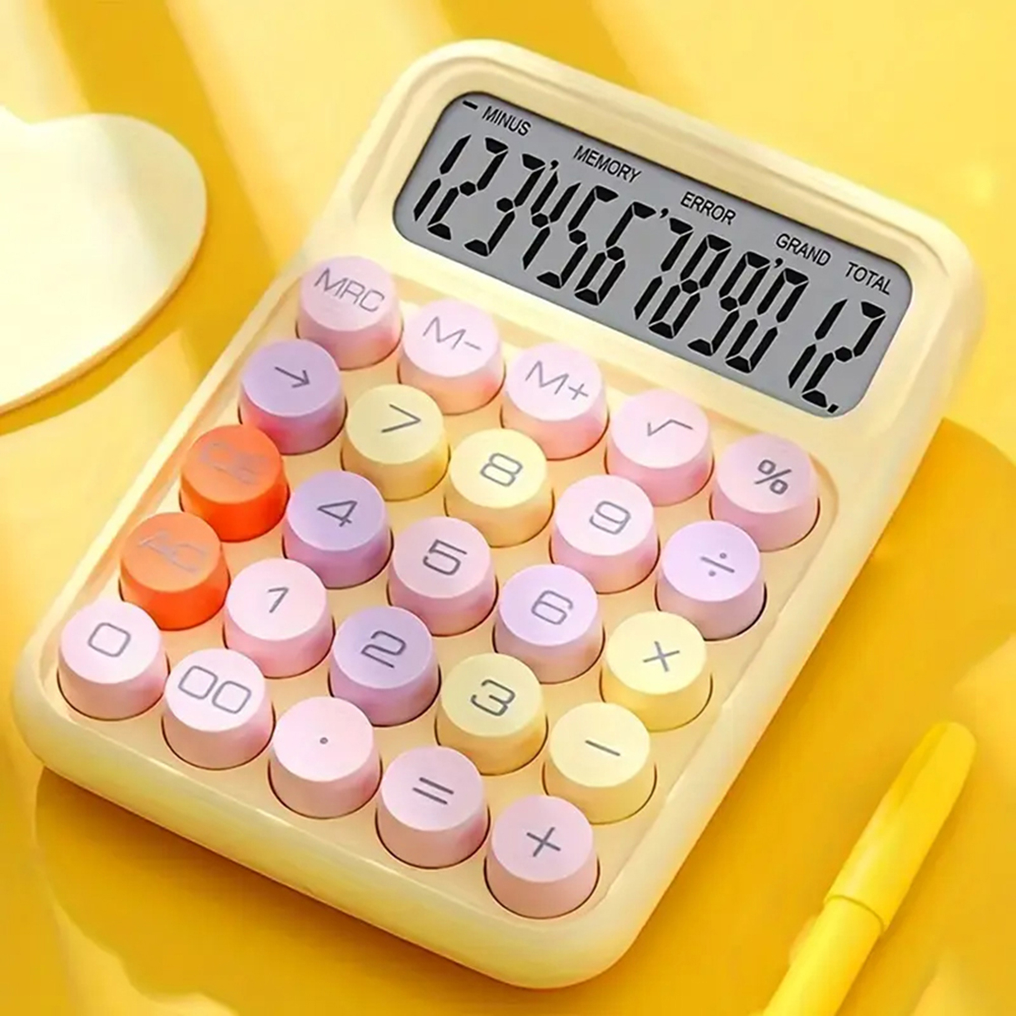 Bunter Taschenrechner mit LED-Display – Runde Typwriter-Tasten aus ABS