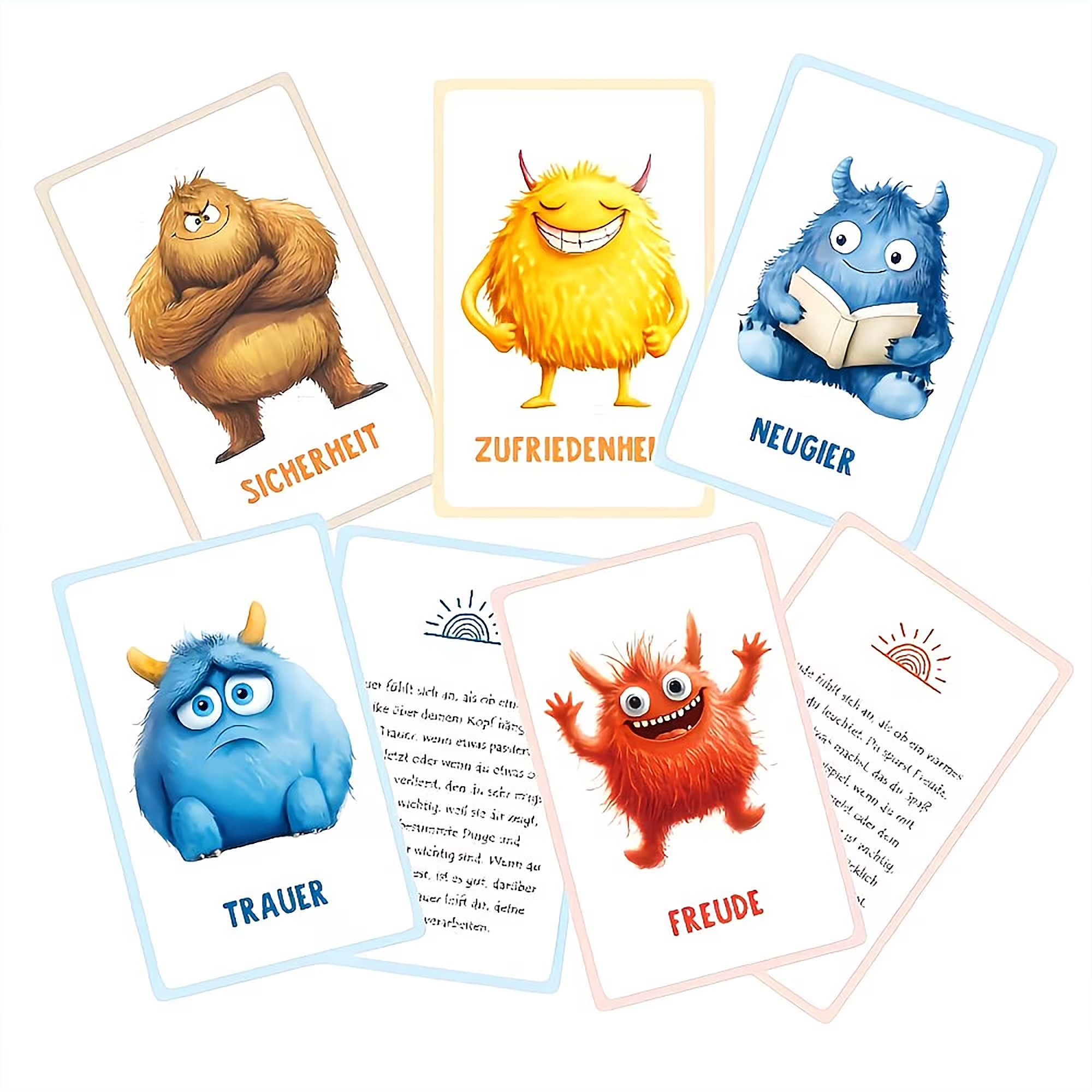 Emotionskarten für Kinder – 32 Gefühlskarten mit Monster Motiven