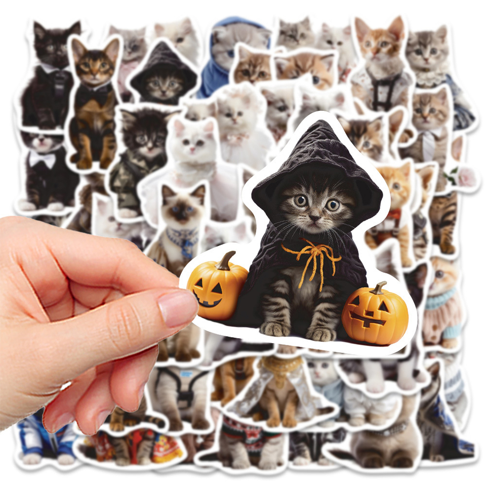 Katzen Sticker Set – 50 Motive aus mattem Vinyl, wasserfest