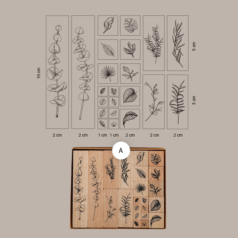 Blumen Holzstempel Set – 22-teiliges Motivsortiment mit floralen Designs