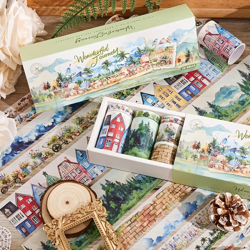 Washi Tape Set Reise Landschaft – 20 Rollen mit Papiermotiven