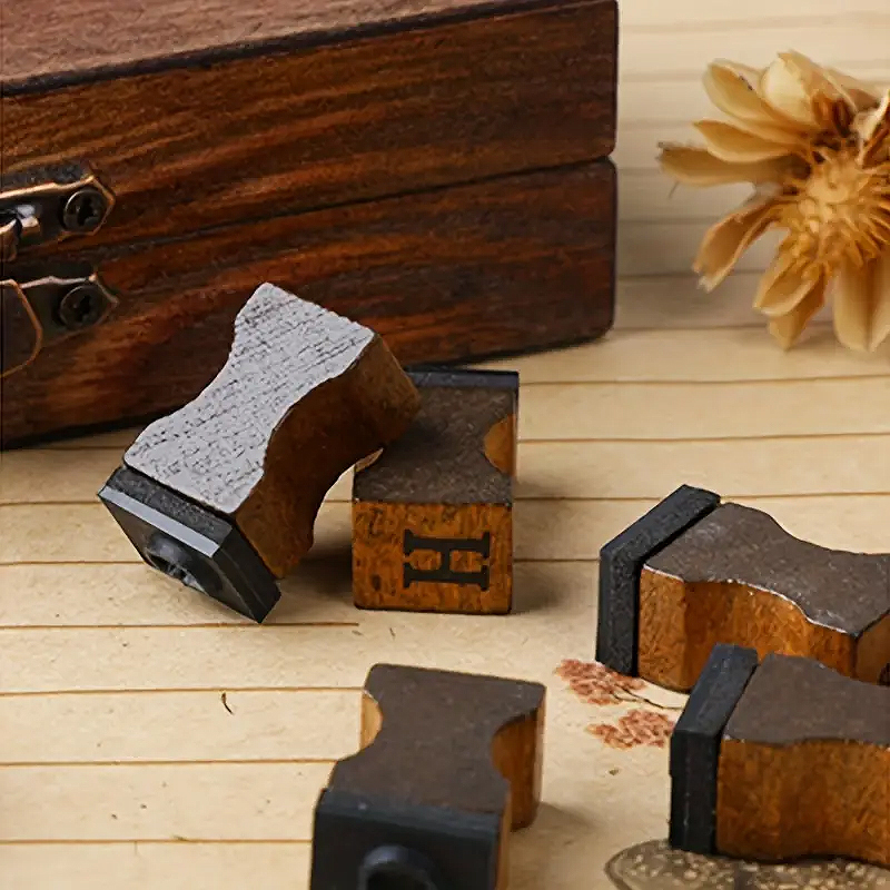 Holzstempel Set Buchstaben und Zahlen – 42-teilig in dekorativer Holzbox