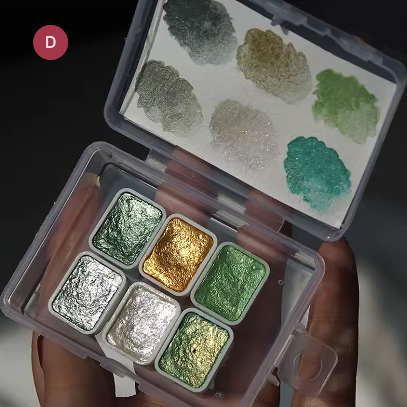 Metallische Wasserfarben Set – 6er-Set mit Glitzer- und Perlmuttschimmer