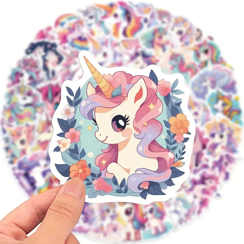 Einhorn Sticker für Kinder – 50 matte Vinyl-Aufkleber im Set