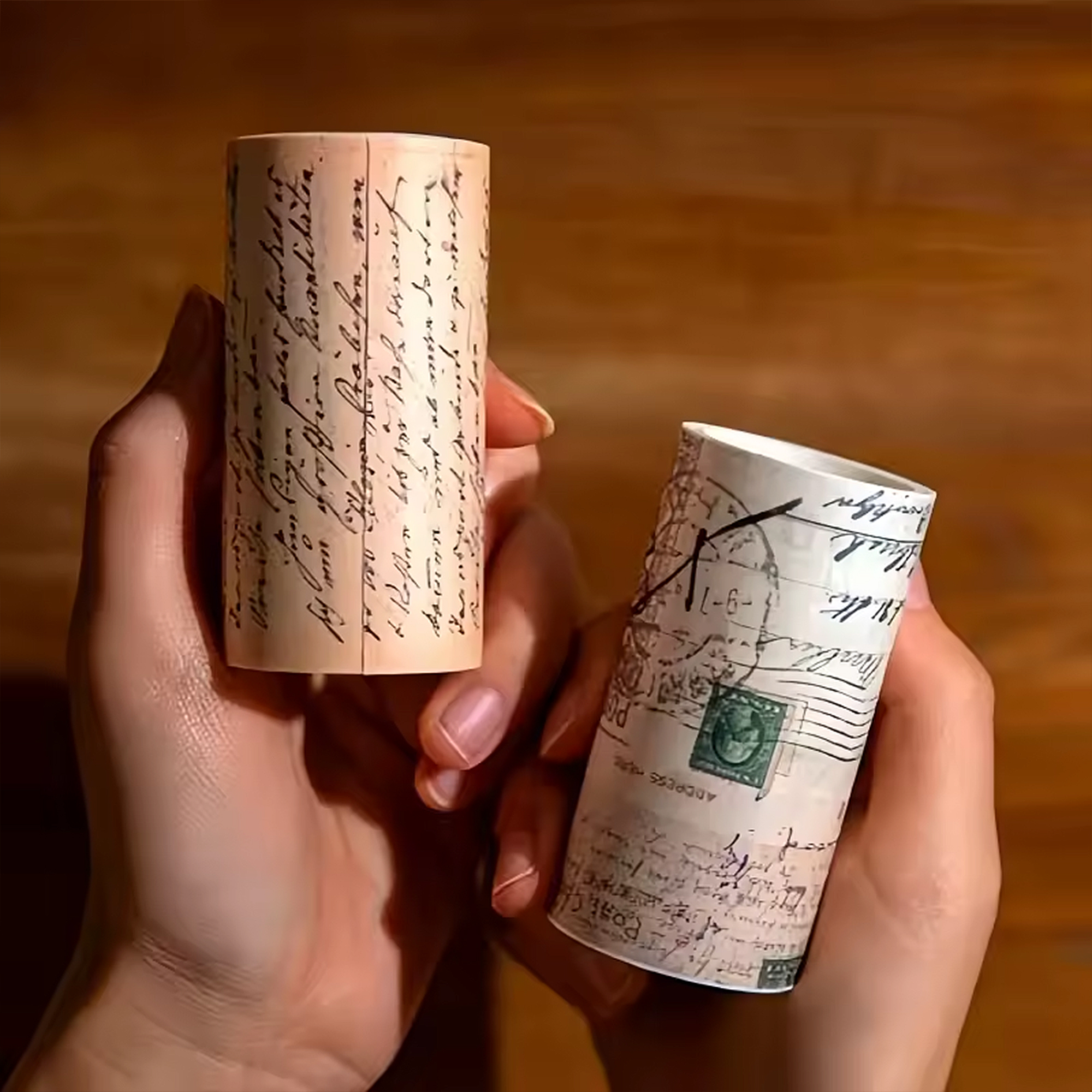 Vintage Washi Tape Set – 4 Rollen mit Retro Buchstabenmotiven