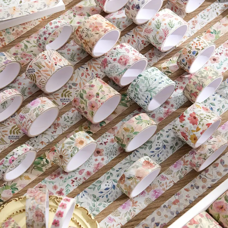 Washi Tape Set Blumen – 32 Rollen mit floralen Mustern aus Papier
