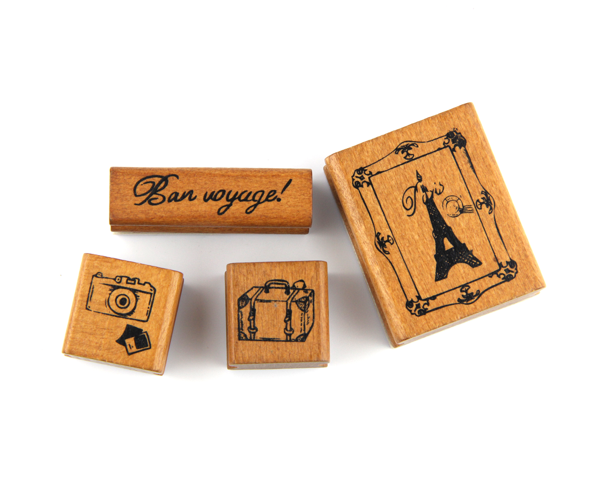Stempelset mit Motiven – 4-teilig mit Holzgriff und Schaumstoffschicht
