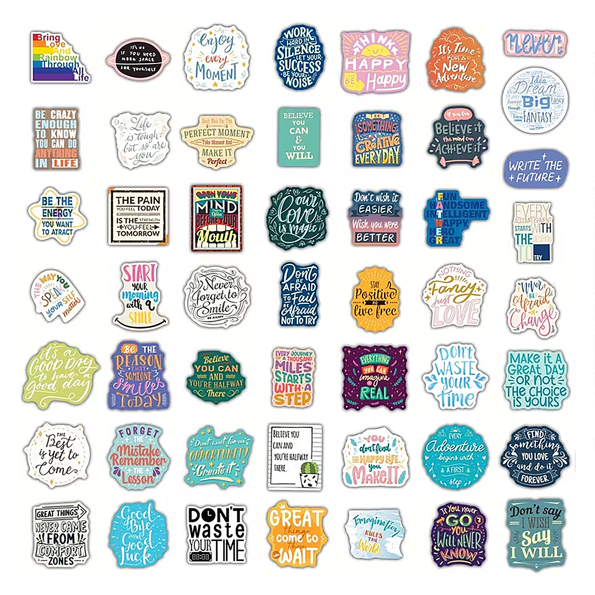 Motivierende Sprüche Sticker – 50-teiliges wasserfestes Vinyl Set