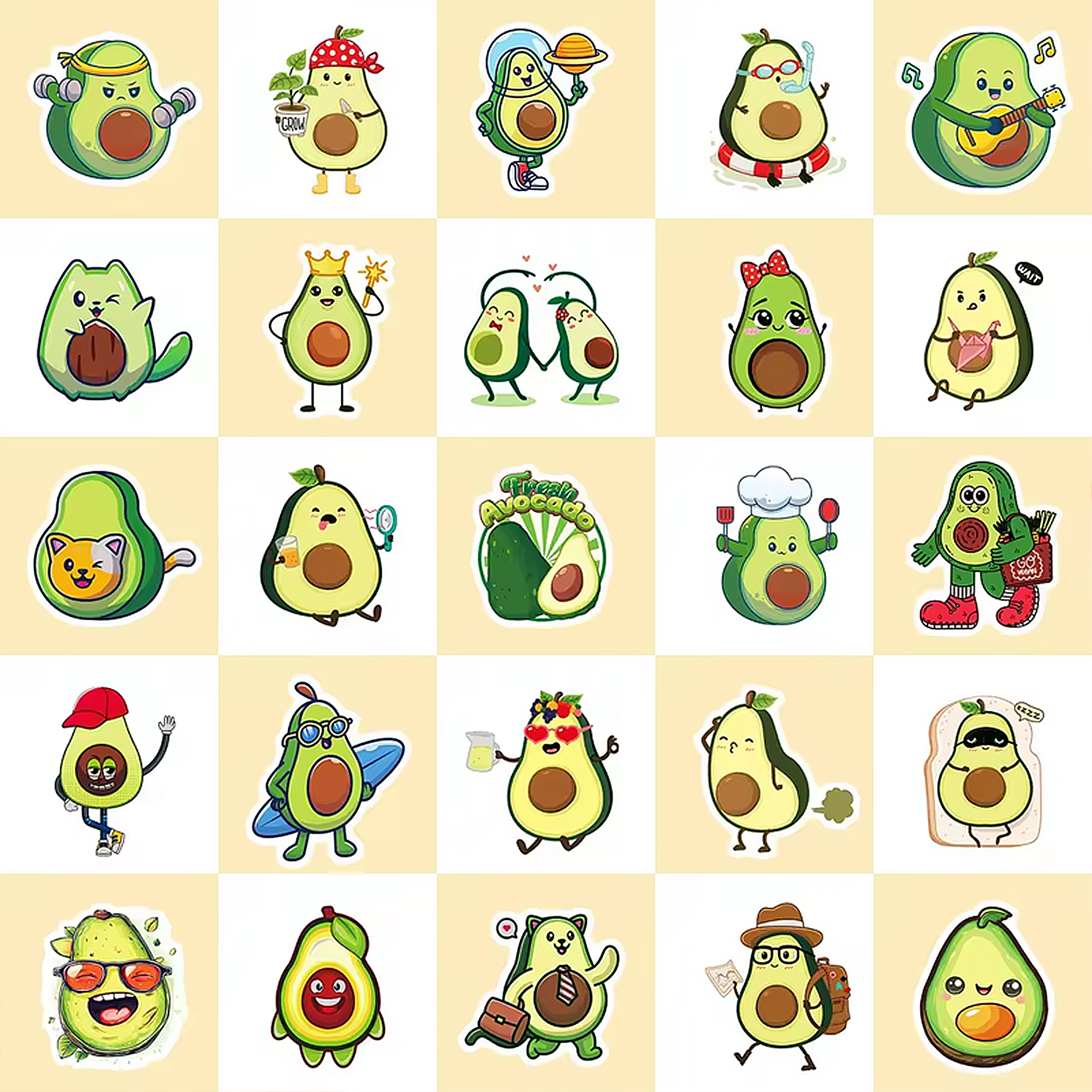 Avocado Sticker Set – 50 Motive aus Essen & Trinken