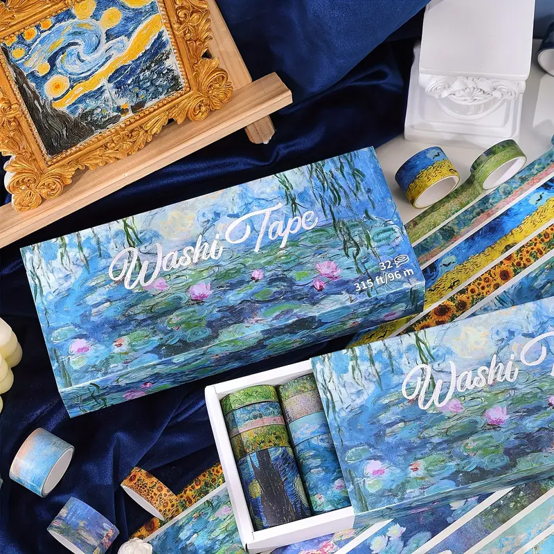 Washi Tape Set Van Gogh – 32 Rollen Reispapier inspiriert von Kunstwerken