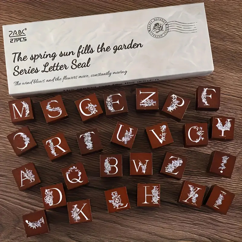 Holzstempel Set Zahlen und Buchstaben – 37-teilig mit Holzgriff