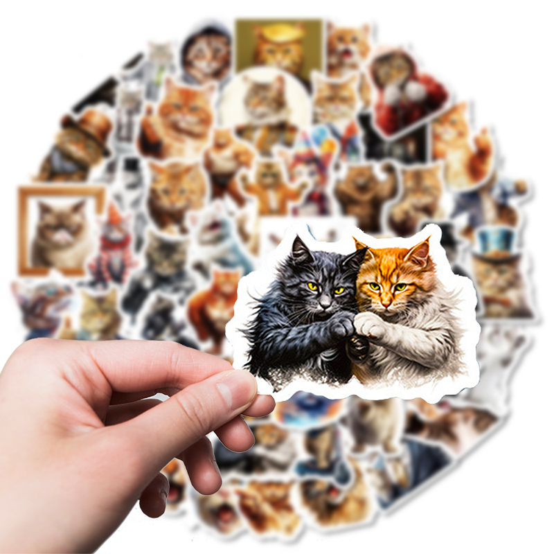 Katzen Sticker Set – 50 matte Vinyl-Aufkleber mit Katzenmotiven
