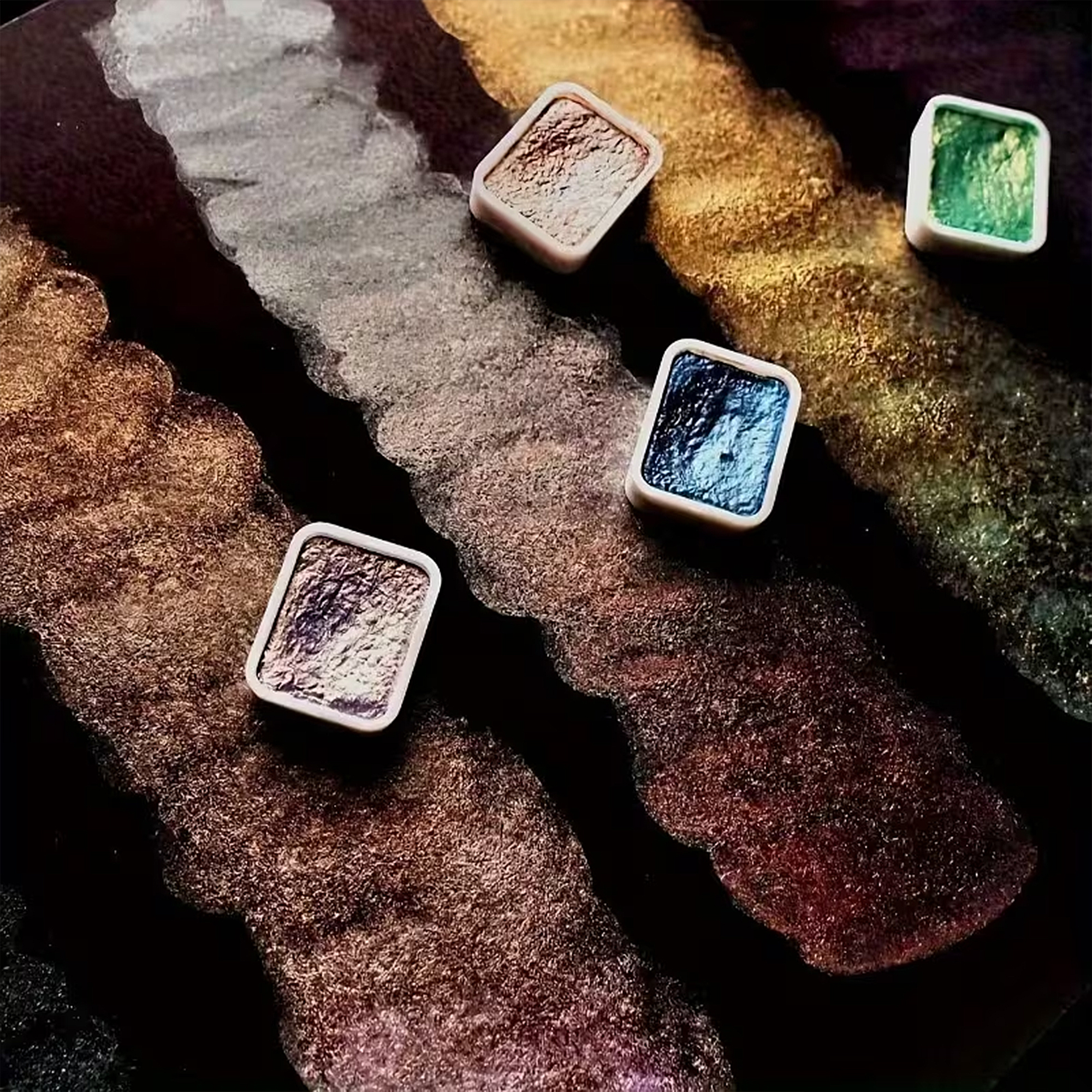 Metallic Aquarellfarben Set – 20 Farben mit Perlmutt- und Metallic-Effekt