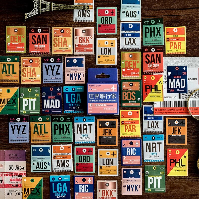 Gepäckanhänger Sticker, Sticker-Set "Baggage Tag" mit 45 mini Stickern