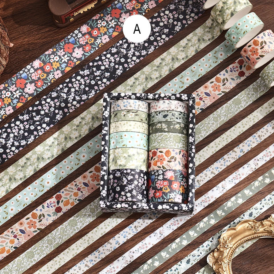 Washi Tape Set Floral – 12 Rollen mit Blumen- und Naturmotiven