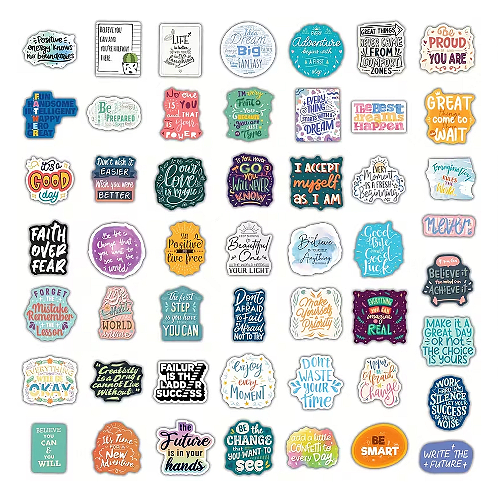 Motivierende Sprüche Sticker – 50-teiliges wasserfestes Vinyl Set