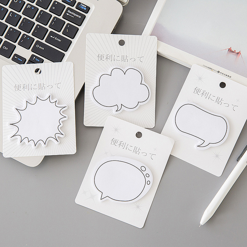 Sprechblasen Haftnotizen – Vier Motive im japanisch inspirierten Design