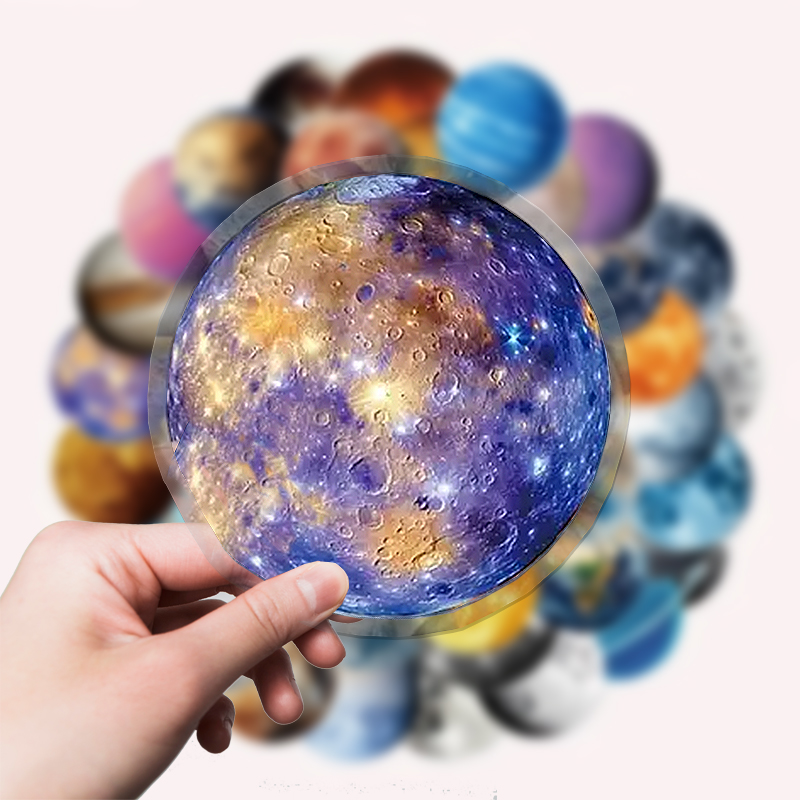 Planeten Sticker Set – 50 Motive auf transparenter PET-Folie
