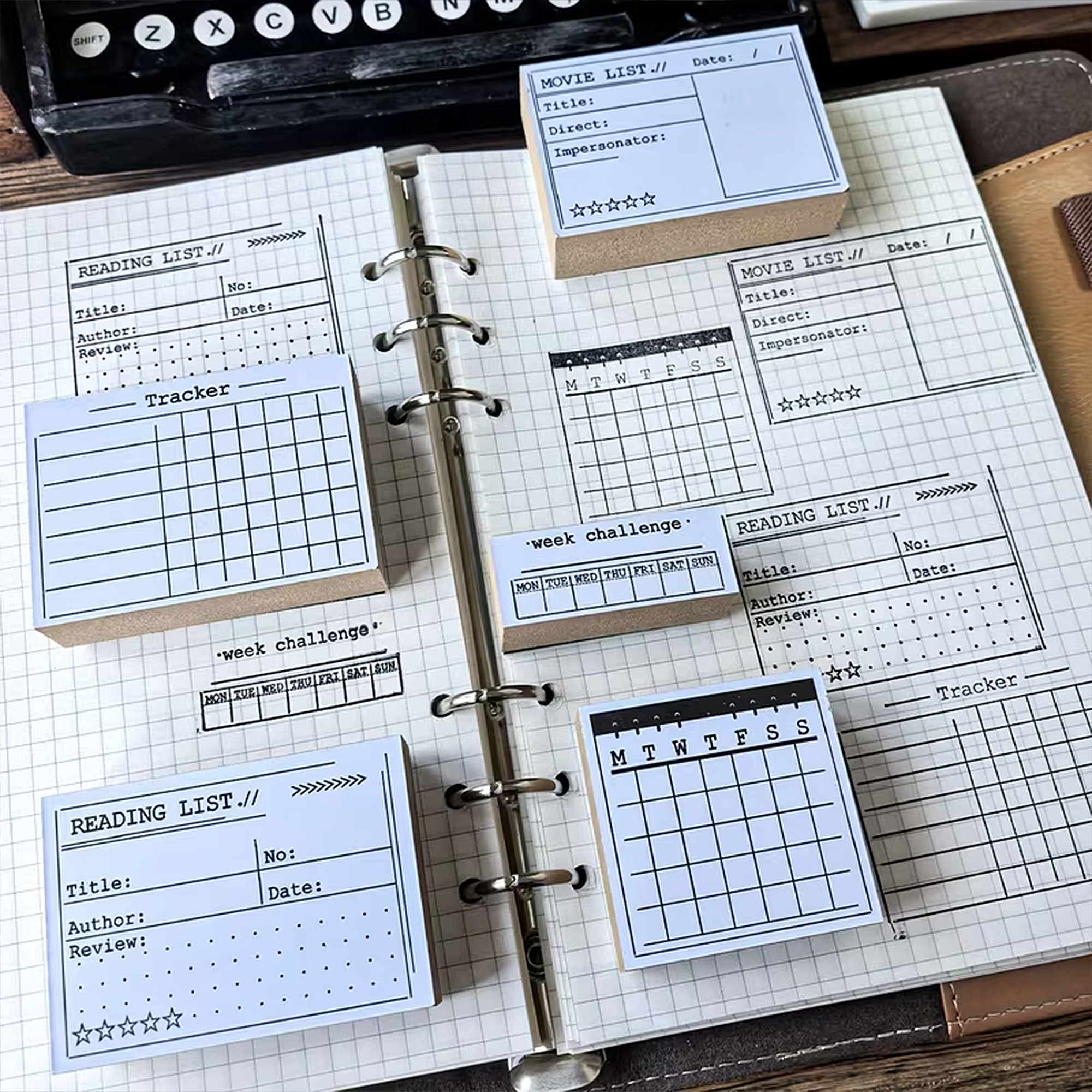 Planer Holzstempel Set – 5 Motive für Tracker und Kalenderideen