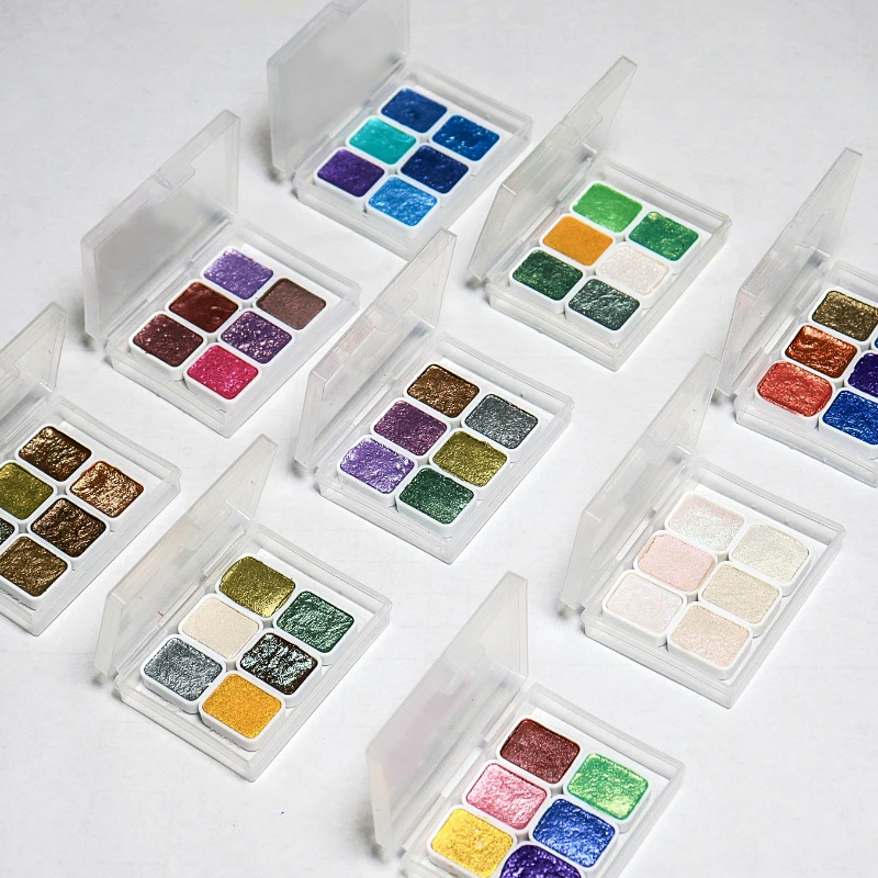 Metallische Wasserfarben Set – 6er-Set mit Glitzer- und Perlmuttschimmer