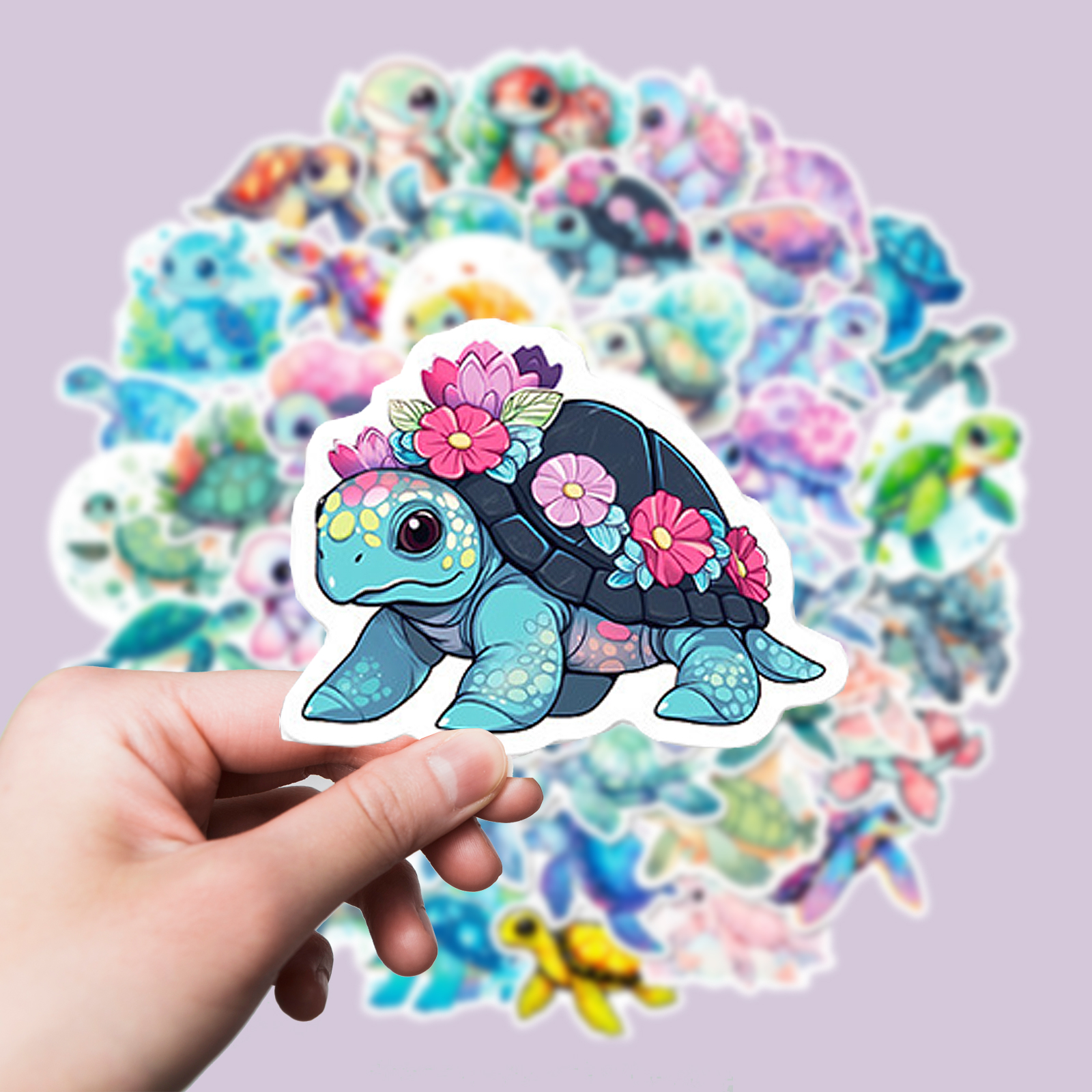 Schildkröten Sticker Set – 50 bunte Cartoon Vinyl Sticker