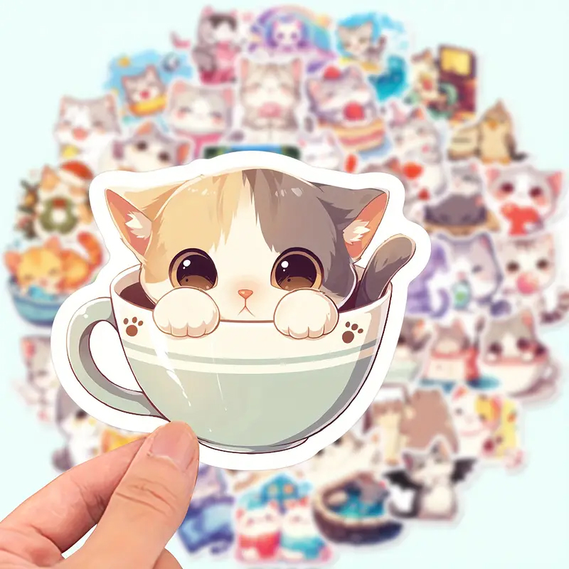 Katzen Sticker Set – 50 Motive, Vinyl, wasserfest und glänzend