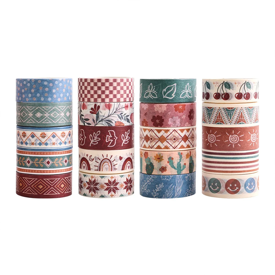 Boho Washi-Tape Set – 20 Motive im trendigen Boho-Stil