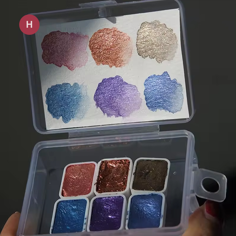 Metallische Wasserfarben Set – 6er-Set mit Glitzer- und Perlmuttschimmer