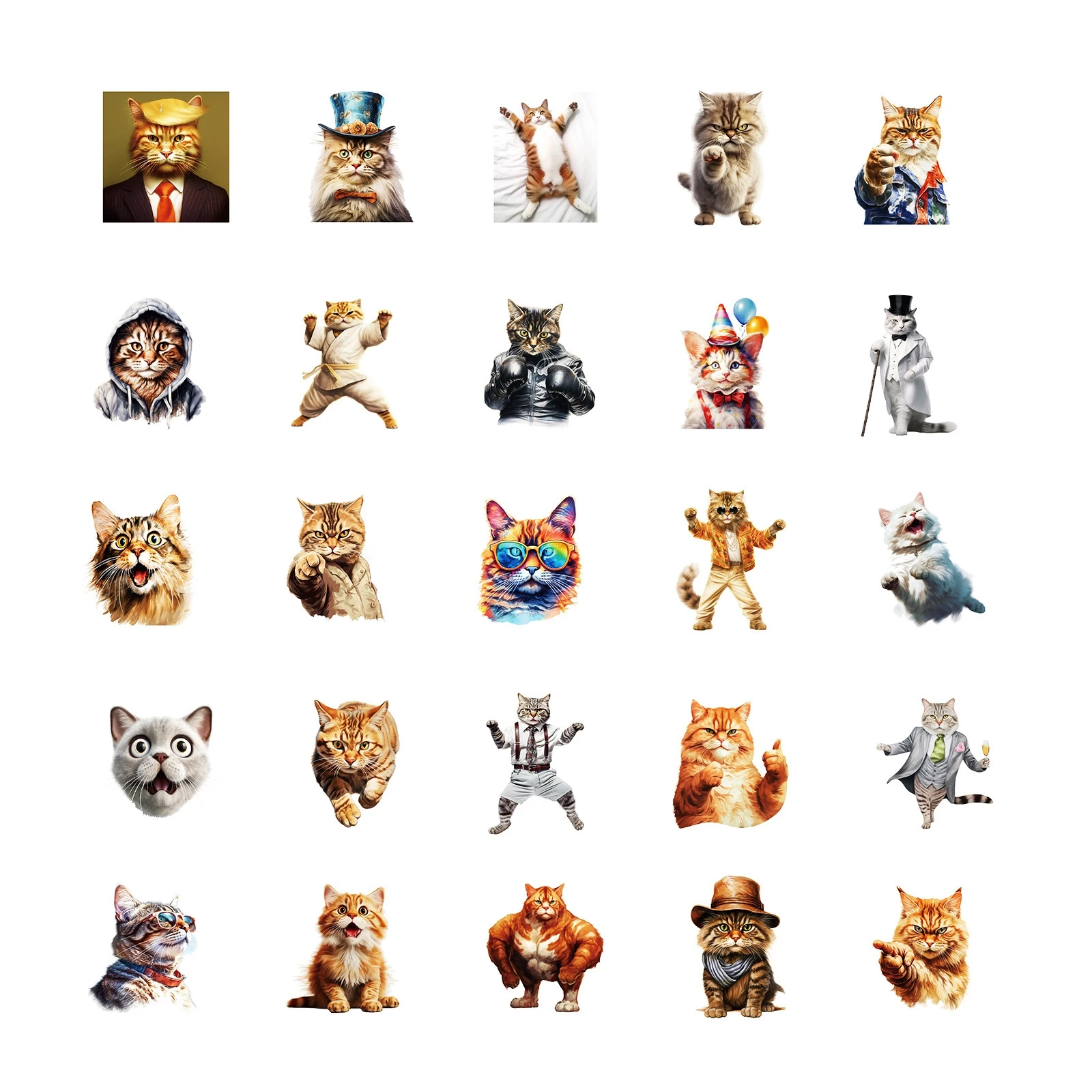 Katzen Sticker Set – 50 matte Vinyl-Aufkleber mit Katzenmotiven