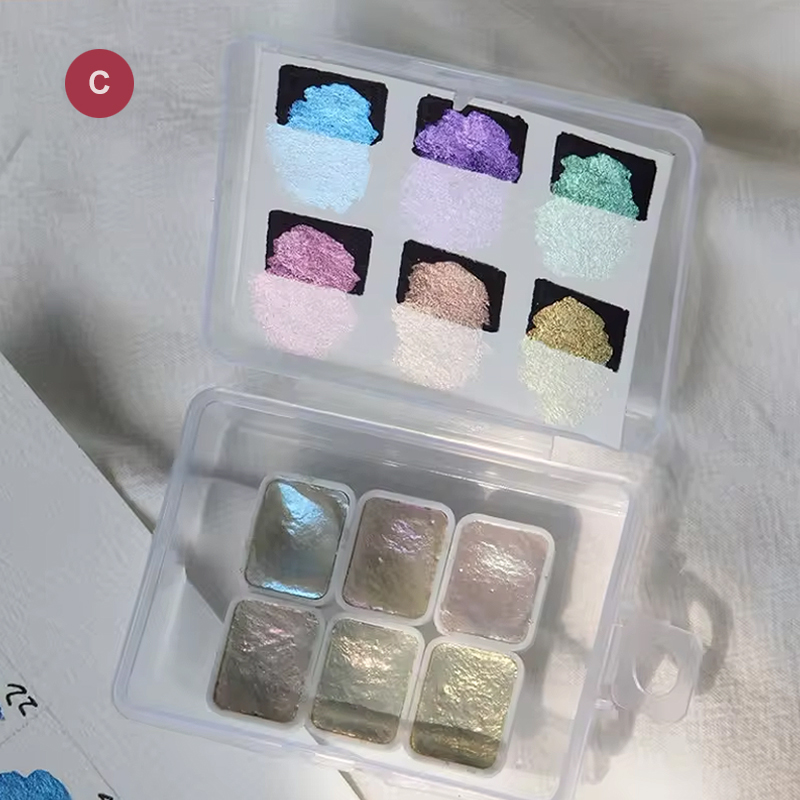 Metallische Wasserfarben Set – 6er-Set mit Glitzer- und Perlmuttschimmer