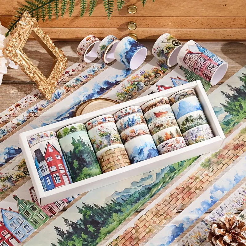 Washi Tape Set Reise Landschaft – 20 Rollen mit Papiermotiven