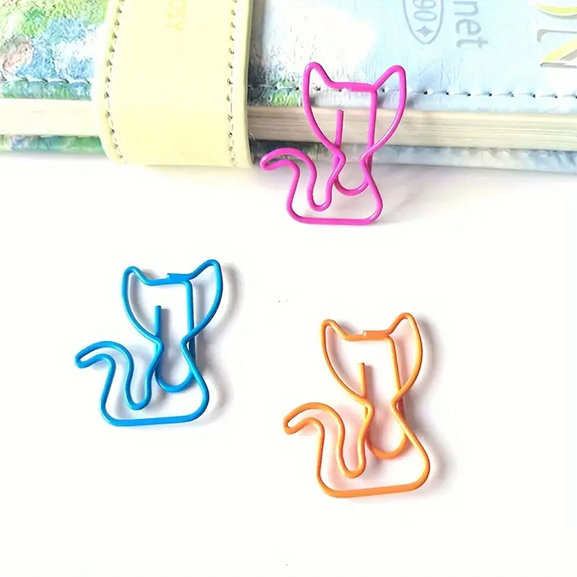 Katzen Büroklammern – 10 Metallclips in Katzenform Motiv