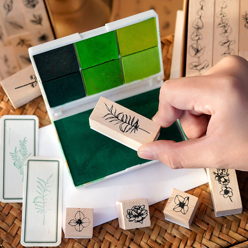 Blumen Holzstempel Set – 22-teiliges Motivsortiment mit floralen Designs