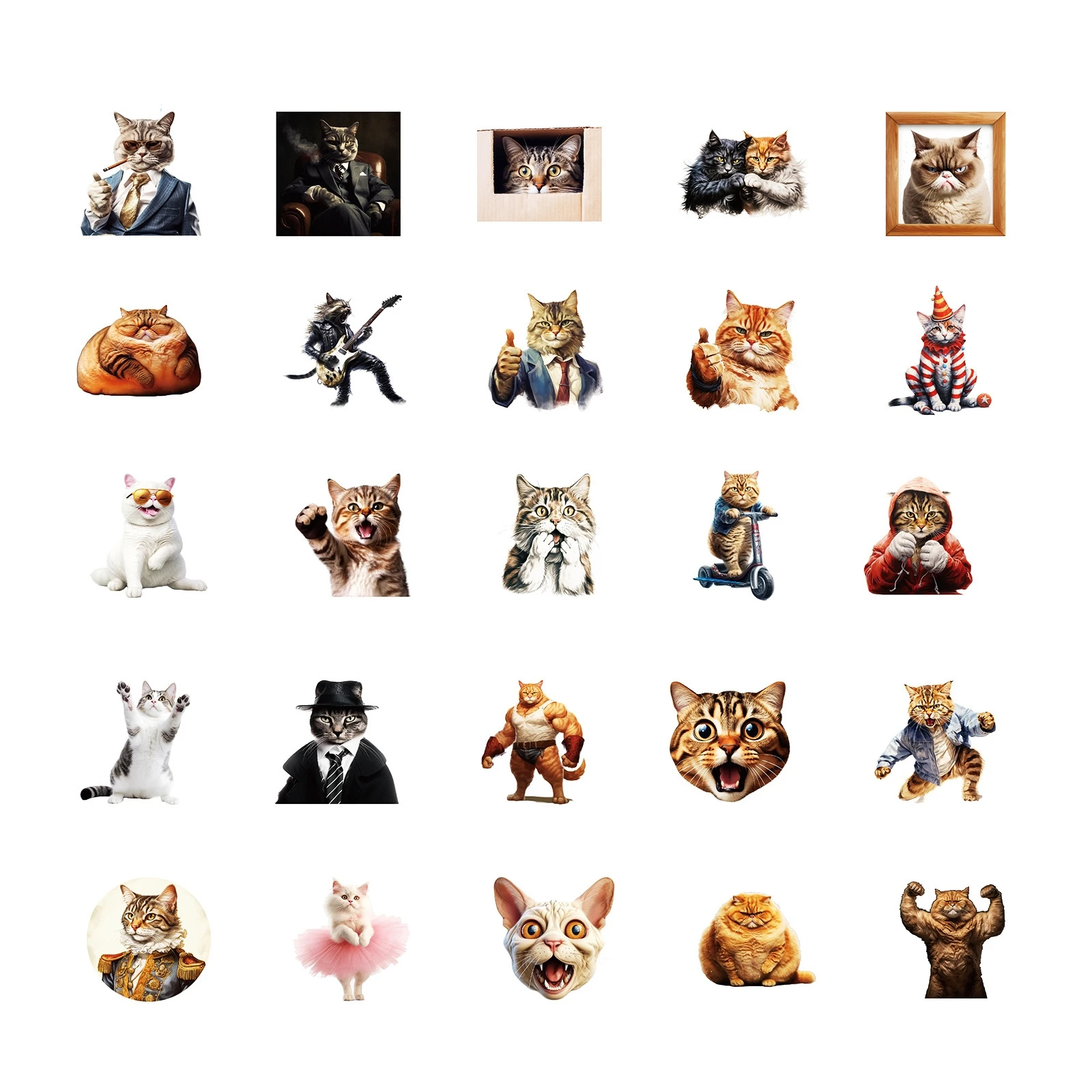 Katzen Sticker Set – 50 matte Vinyl-Aufkleber mit Katzenmotiven