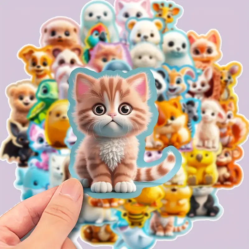 Cartoon Tiere Sticker Set – 50 Motive Vinyl, wasserfest, 5 cm
