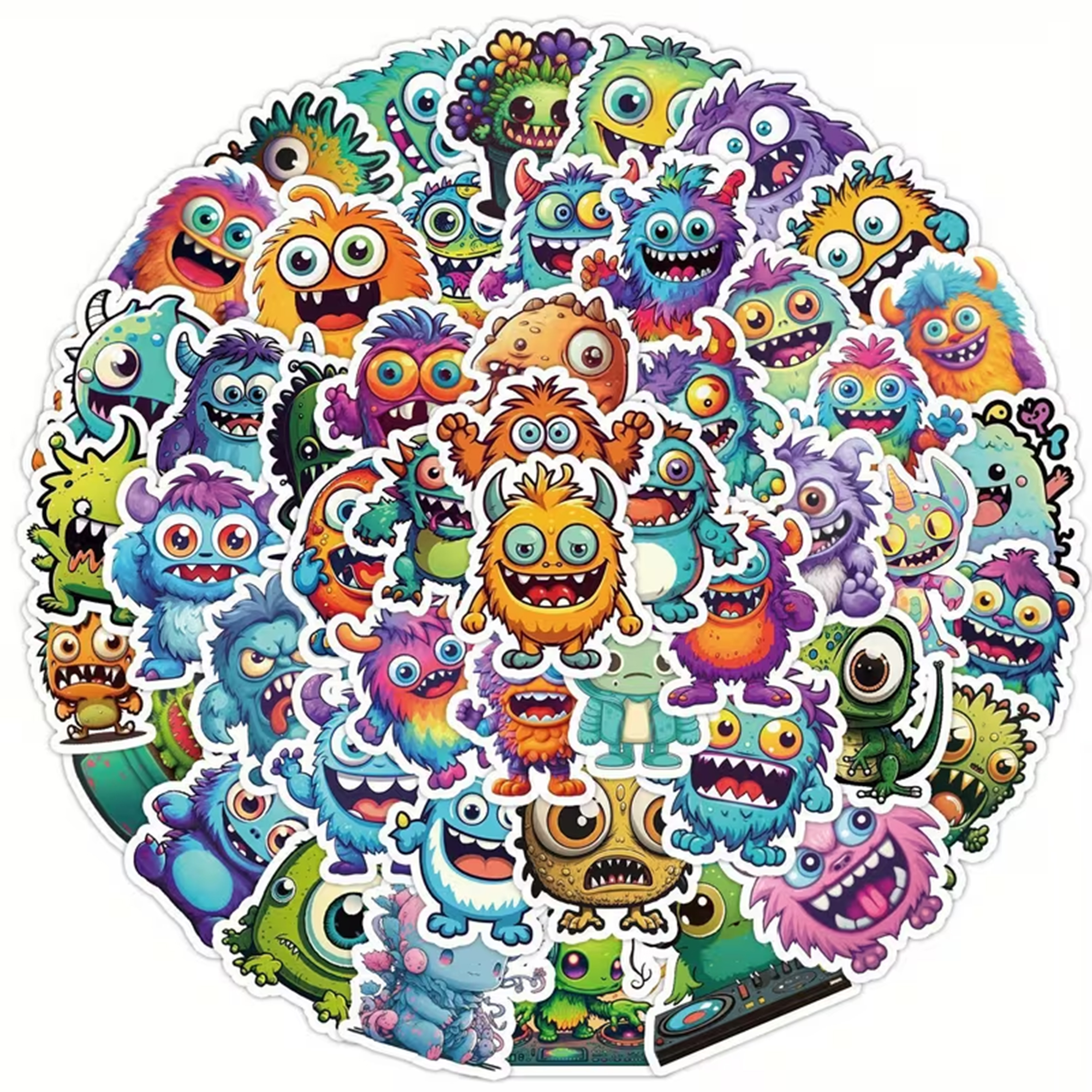 Niedliche Monster Sticker – 50 verschiedene Vinyl-Aufkleber selbstklebend