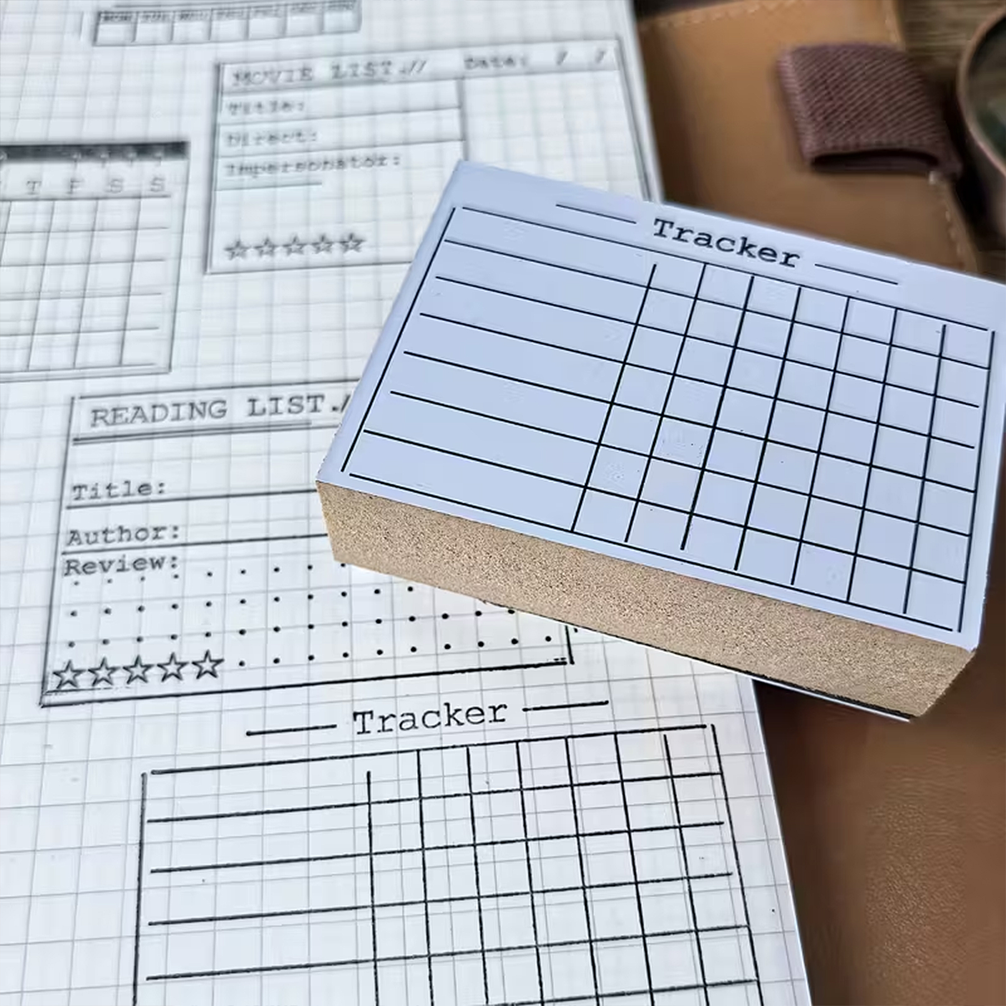 Planer Holzstempel Set – 5 Motive für Tracker und Kalenderideen