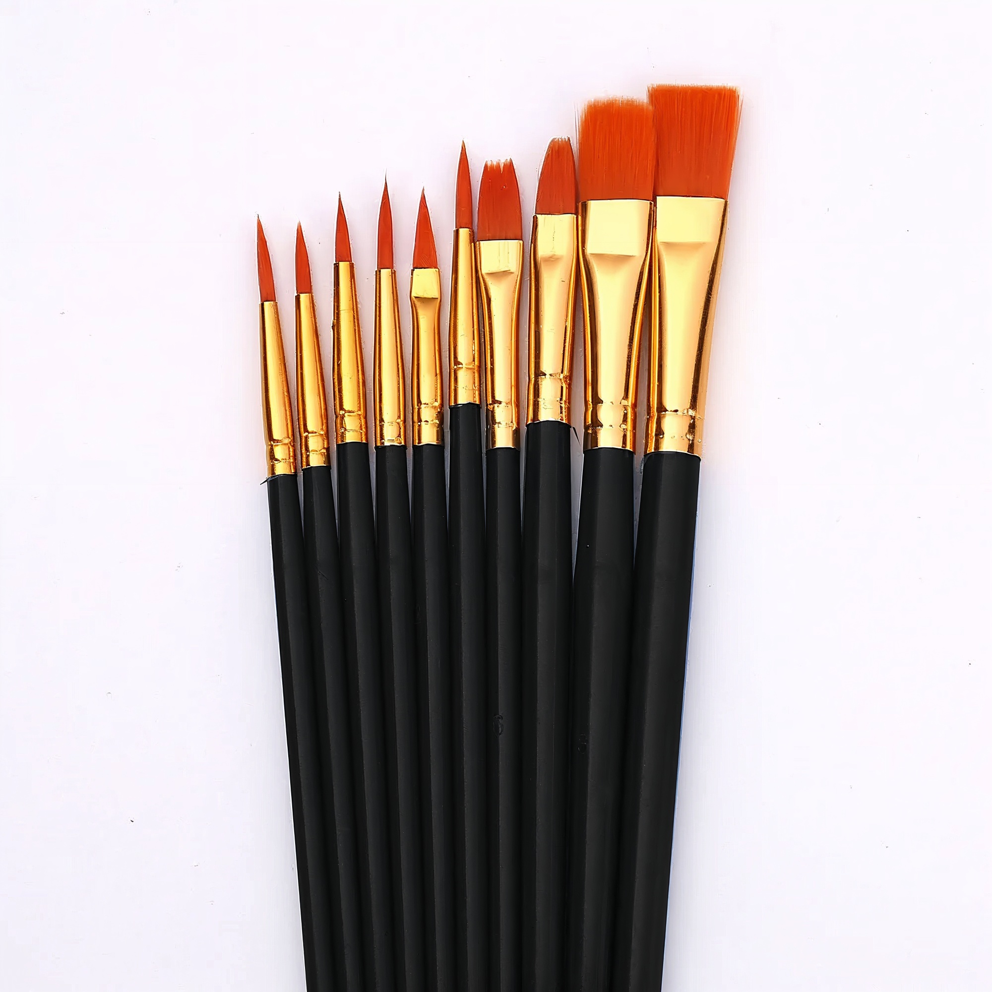 Nylon Pinsel Set – 10-teiliges Künstlerset mit Nylonborsten und Kunststoffgriff