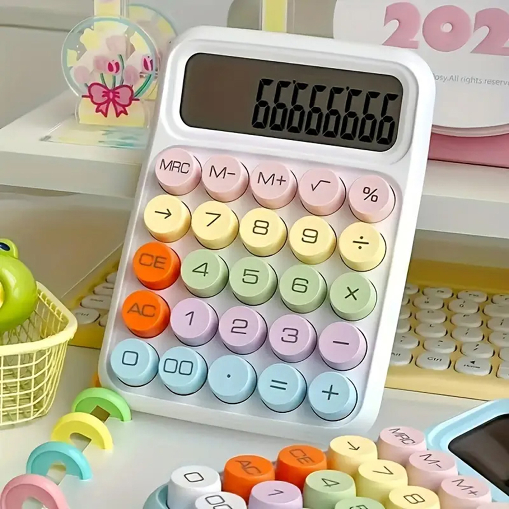 Bunter Taschenrechner mit LED-Display – Runde Typwriter-Tasten aus ABS
