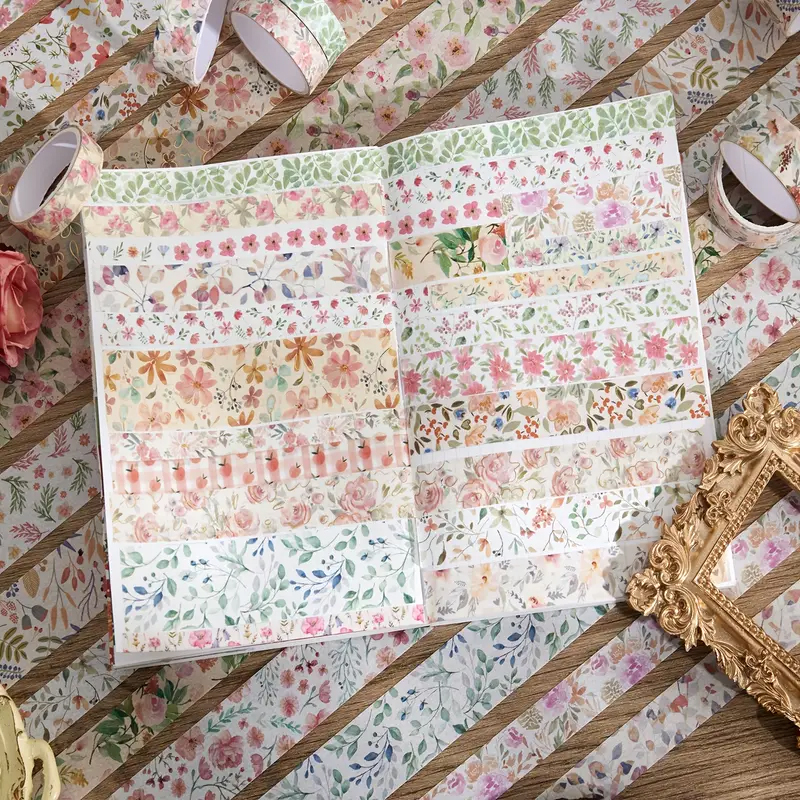 Washi Tape Set Blumen – 32 Rollen mit floralen Mustern aus Papier