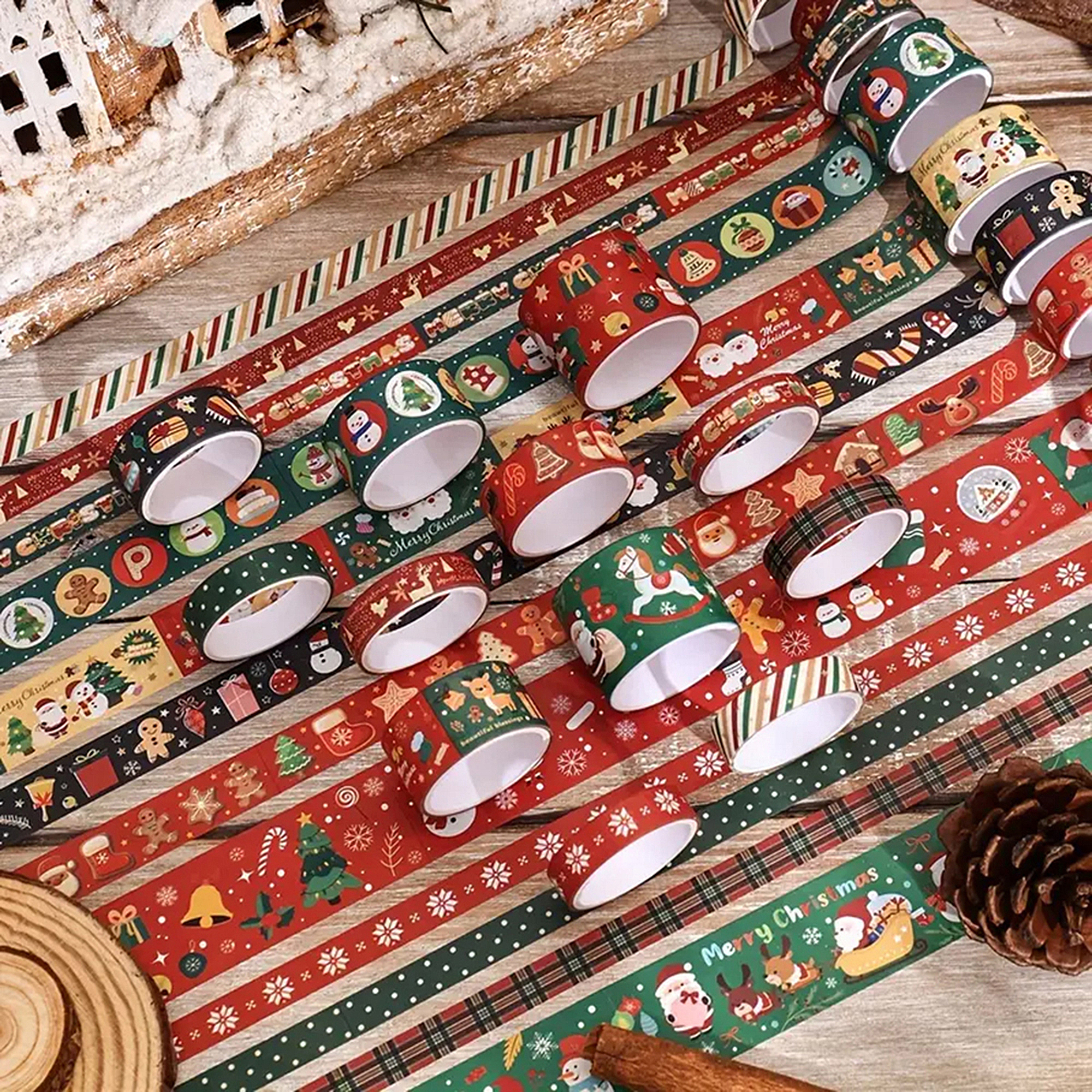 Weihnachts Washi Tape Set – 12 Rollen mit Winter- und Weihnachtsmotiven