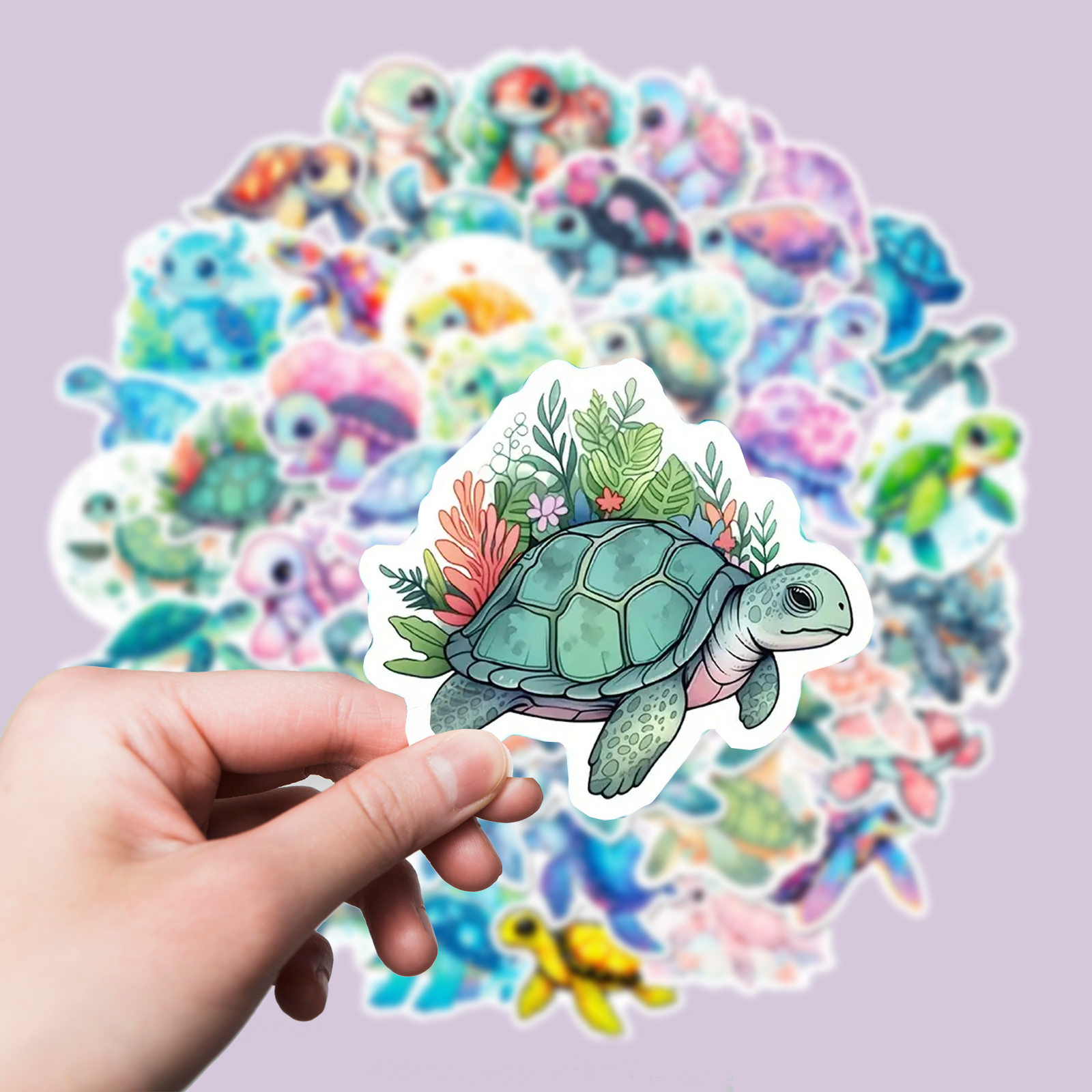 Schildkröten Sticker Set – 50 bunte Cartoon Vinyl Sticker