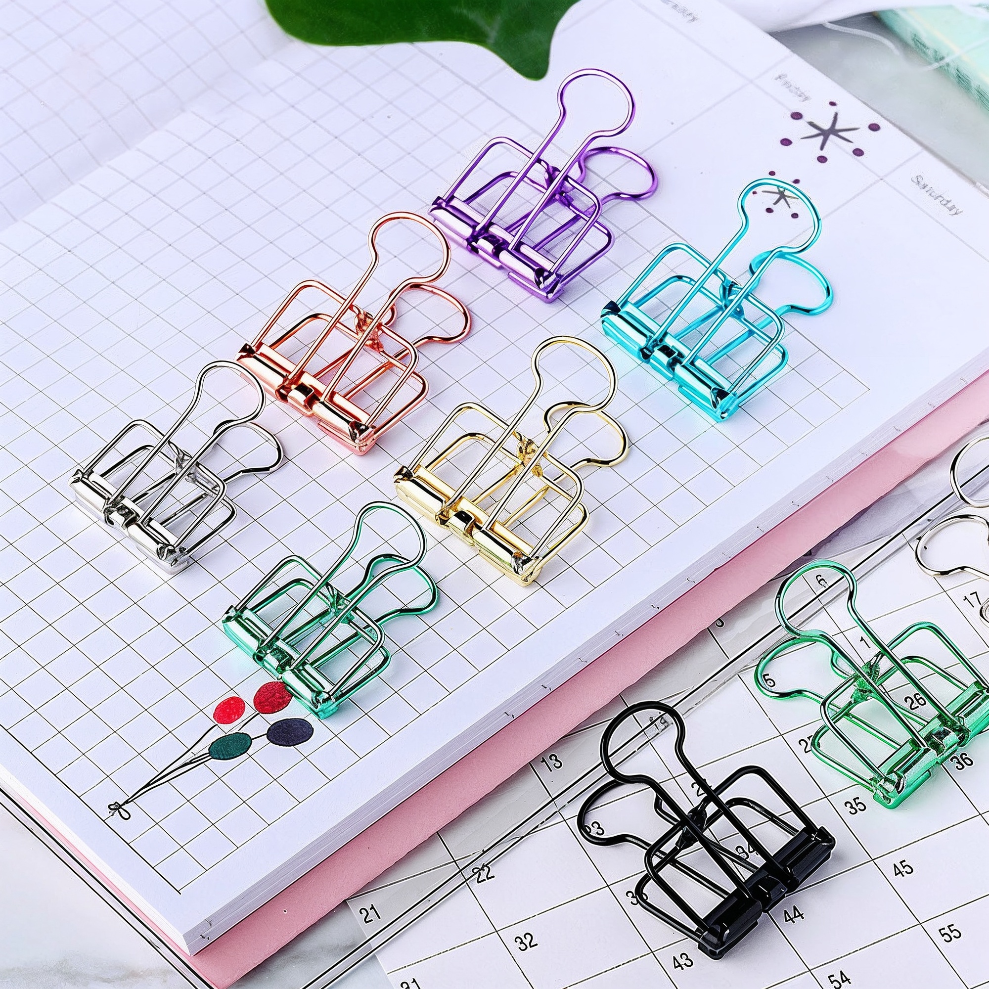 Binder Clip für Dokumente – 2 Stück, Metall, verschiedene Farben