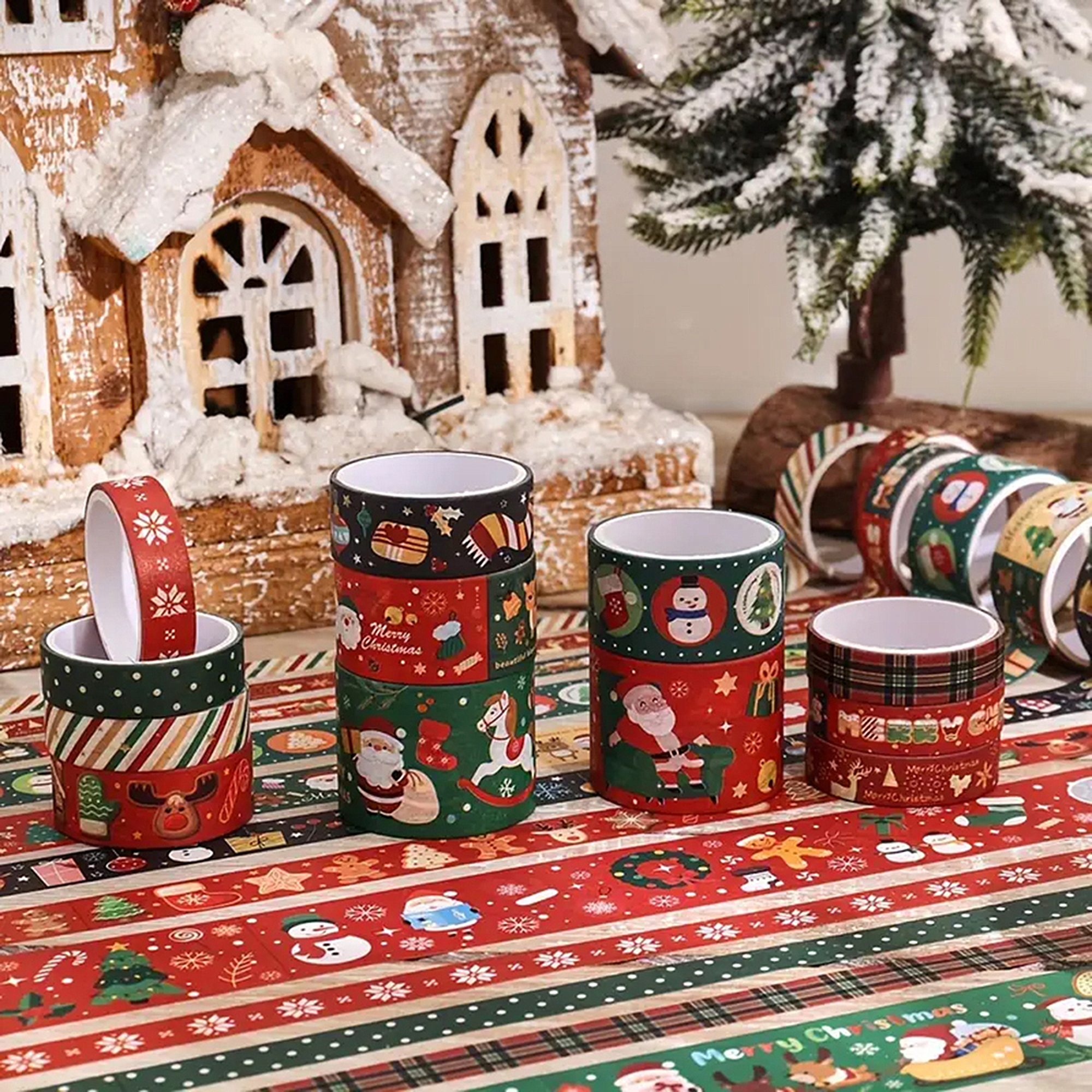 Weihnachts Washi Tape Set – 12 Rollen mit Winter- und Weihnachtsmotiven