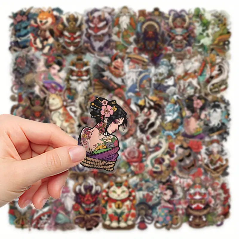 Japanische Tattoo Sticker – Set aus 50 transparenten PET Motiven
