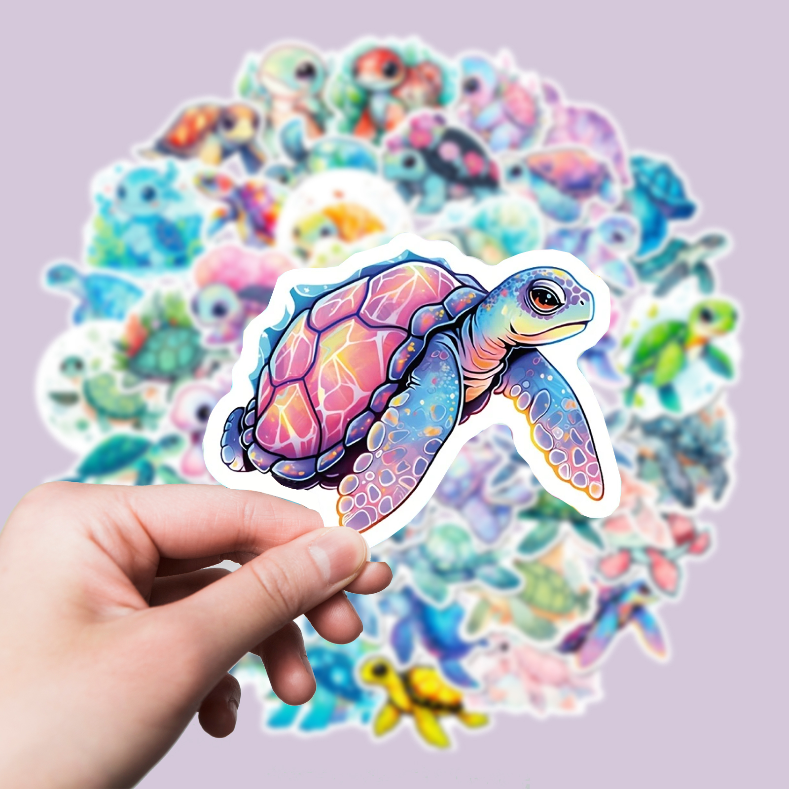 Schildkröten Sticker Set – 50 bunte Cartoon Vinyl Sticker