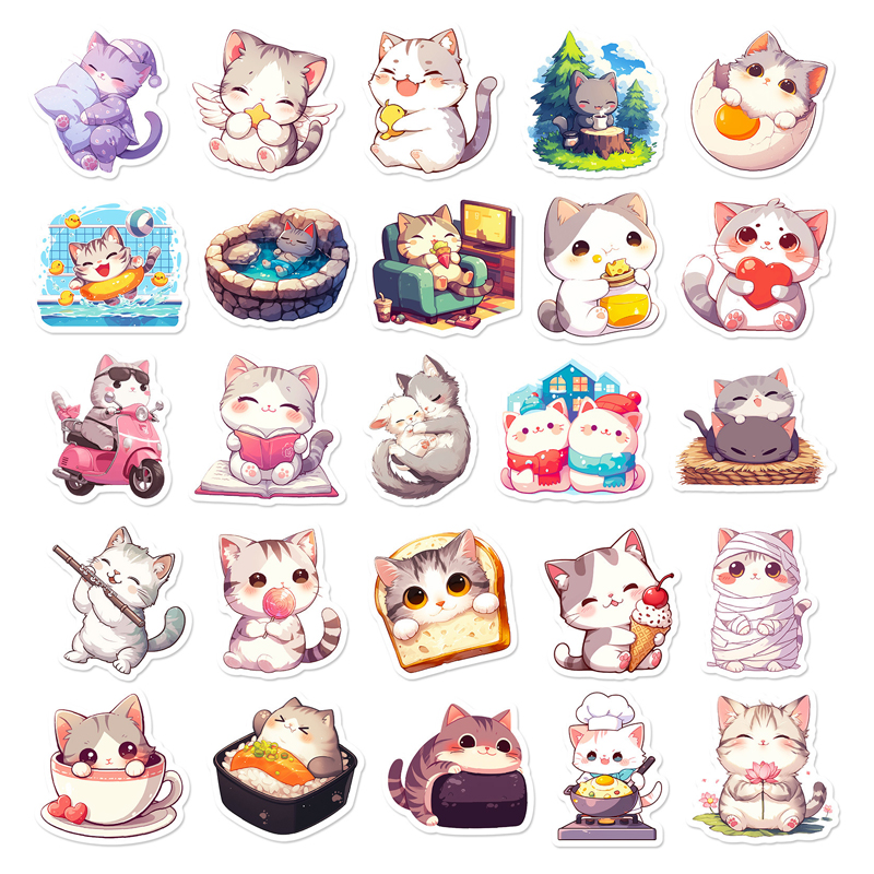 Katzen Sticker Set – 50 Motive, Vinyl, wasserfest und glänzend