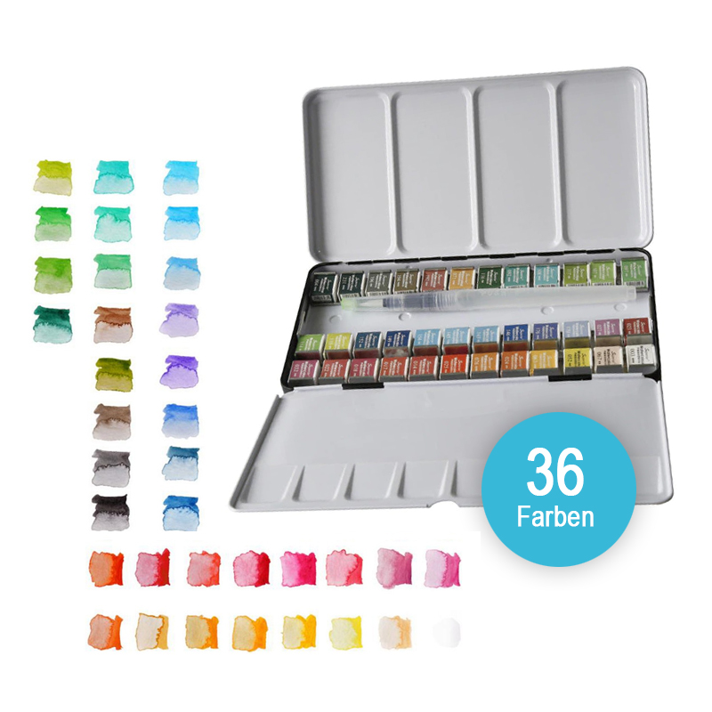 Wasserfarben Set – Auswahl aus 12 bis 48 brillanten Farbtönen