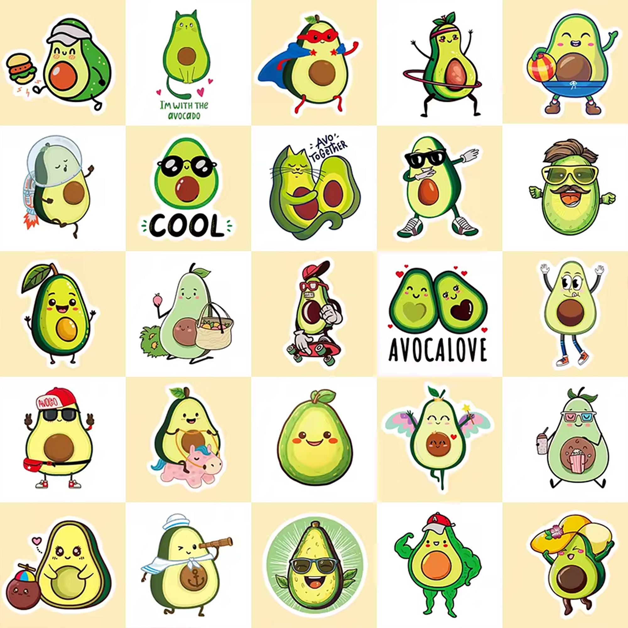 Avocado Sticker Set – 50 Motive aus Essen & Trinken